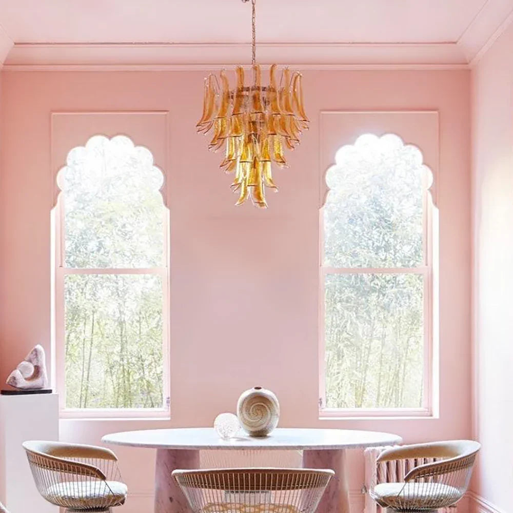 Amber Transparent Glass Petals Chandelier - view 7 | Metavaya
