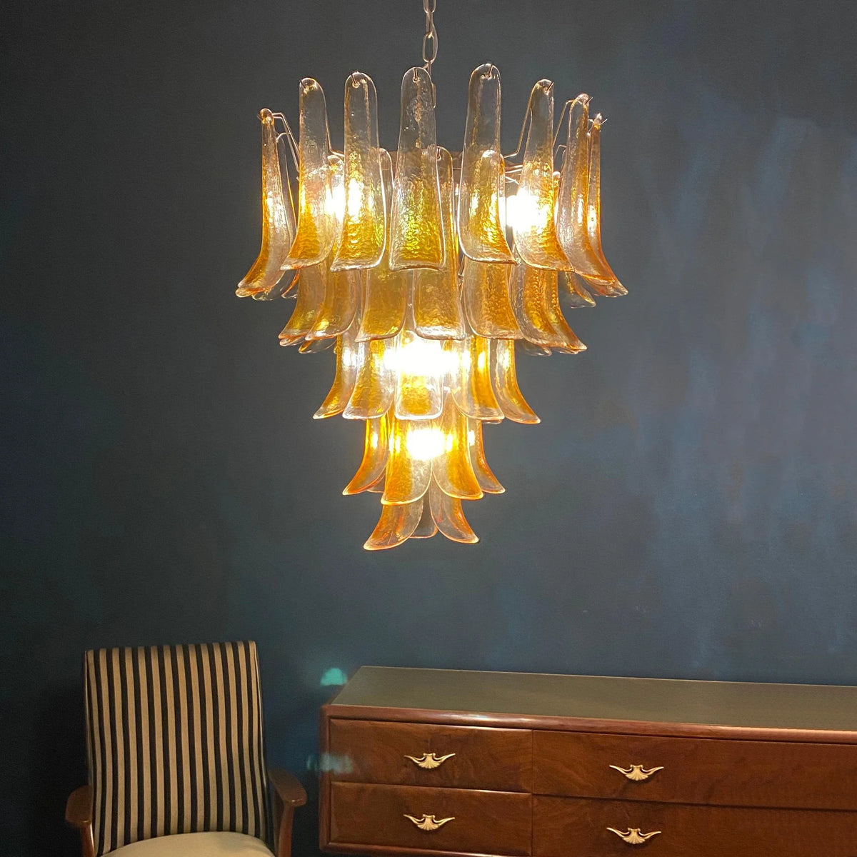 Amber Transparent Glass Petals Chandelier - view 6 | Metavaya