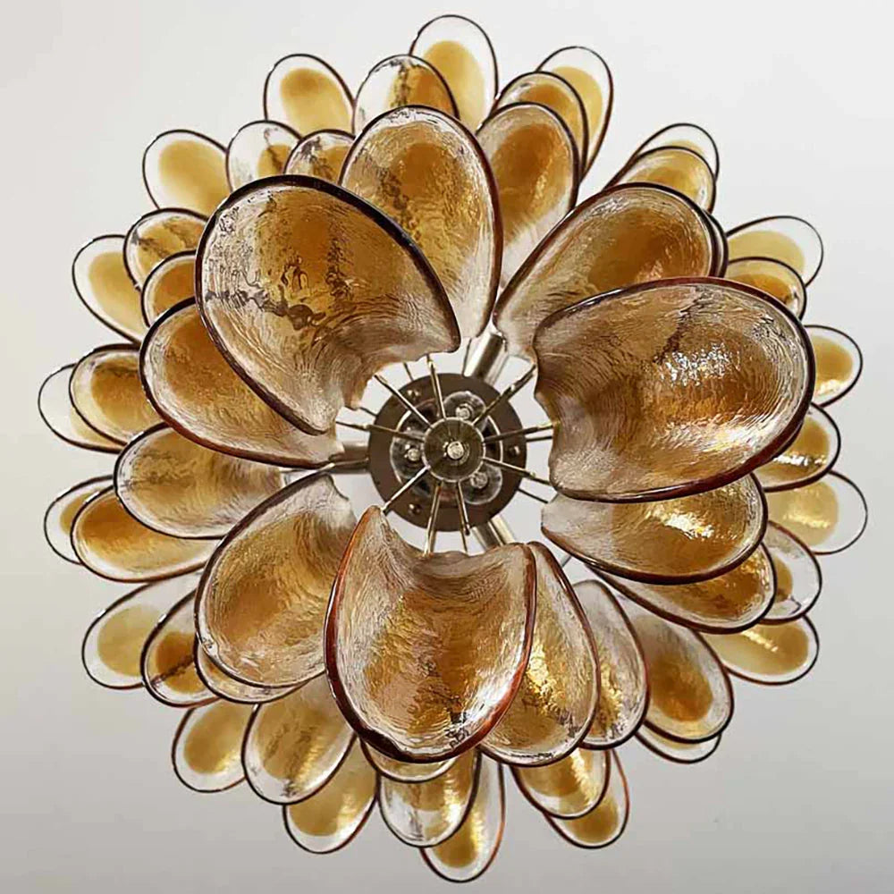 Amber Transparent Glass Petals Chandelier - view 16 | Metavaya