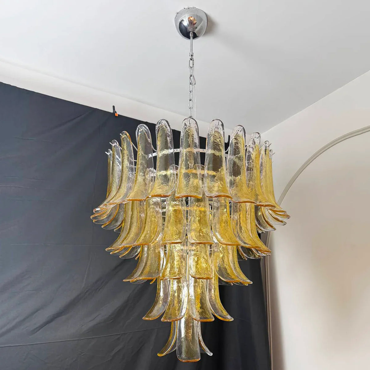 Amber Transparent Glass Petals Chandelier - view 12 | Metavaya
