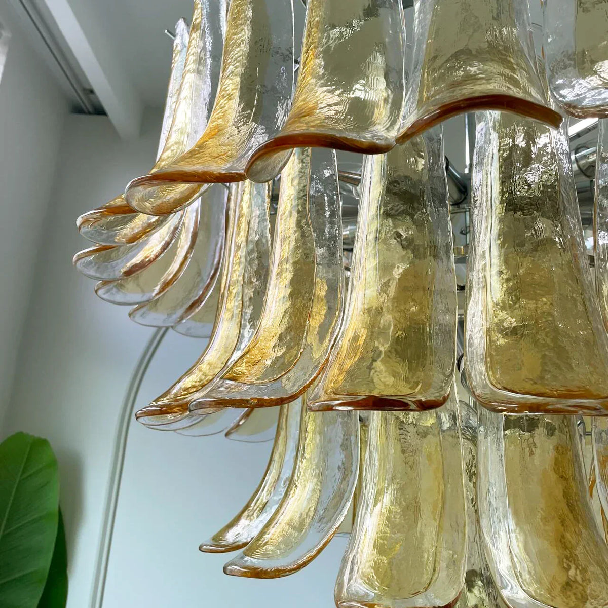 Amber Transparent Glass Petals Chandelier - view 17 | Metavaya