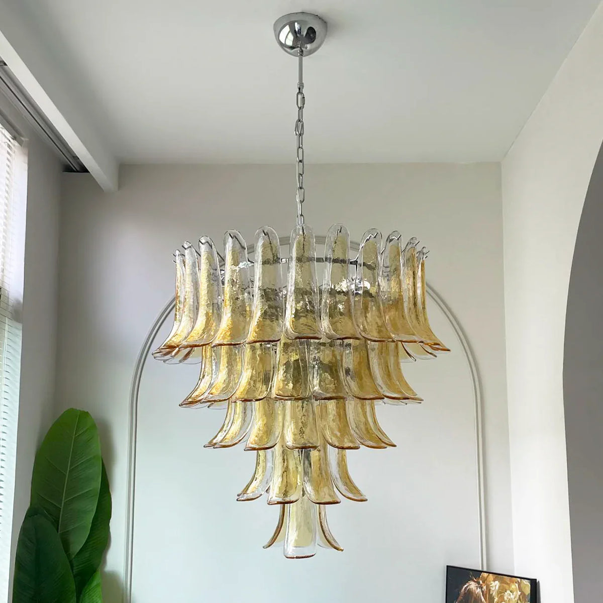 Amber Transparent Glass Petals Chandelier - view 11 | Metavaya