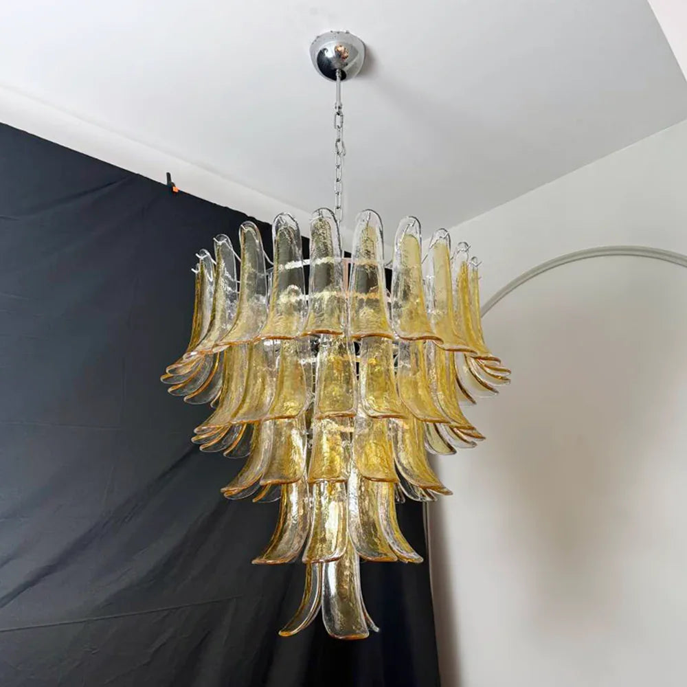 Amber Transparent Glass Petals Chandelier - view 10 | Metavaya