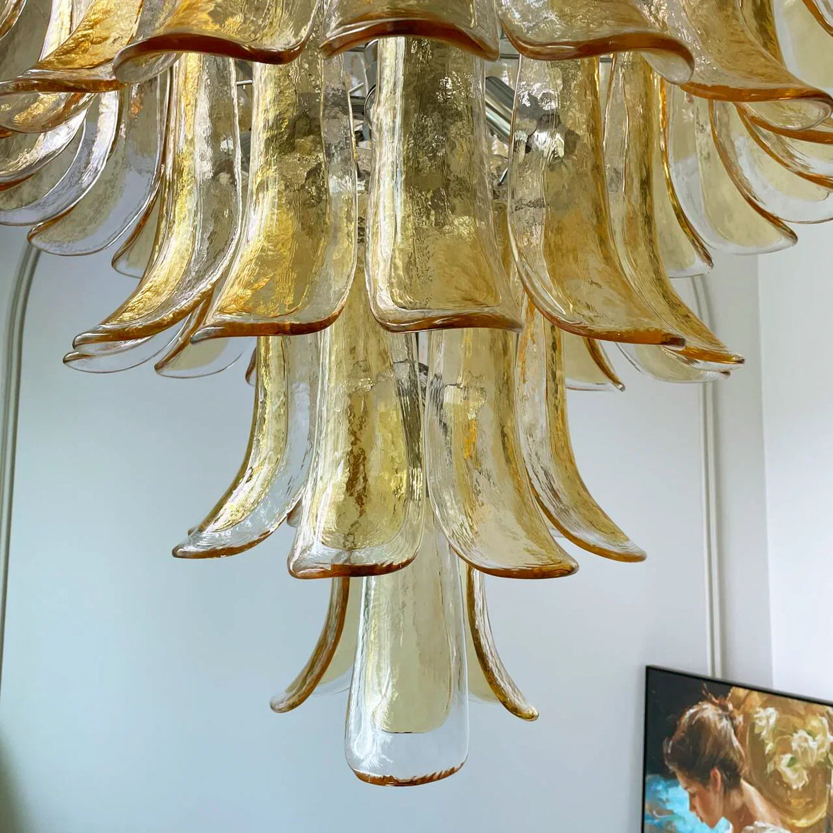 Amber Transparent Glass Petals Chandelier - view 18 | Metavaya