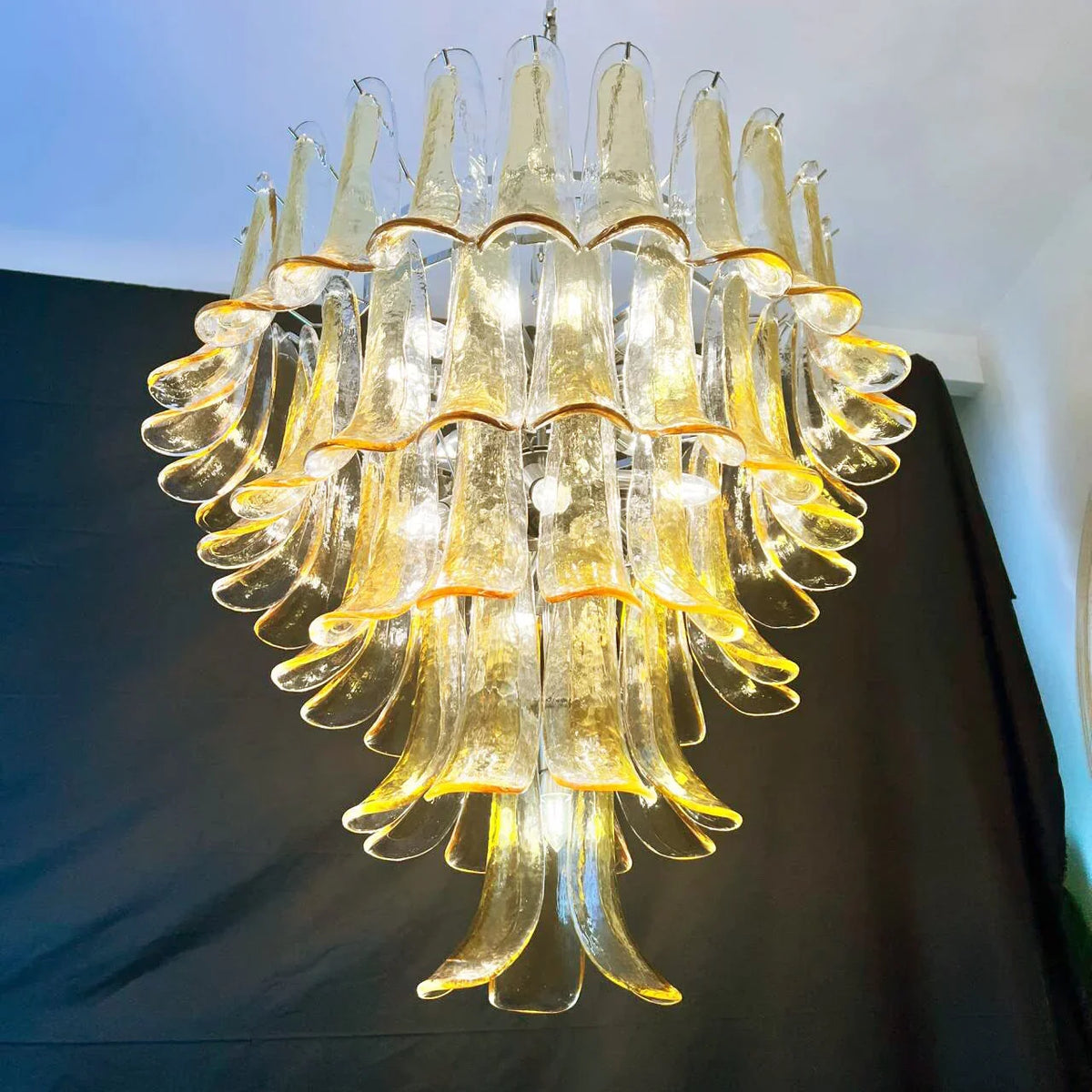 Amber Transparent Glass Petals Chandelier - view 14 | Metavaya