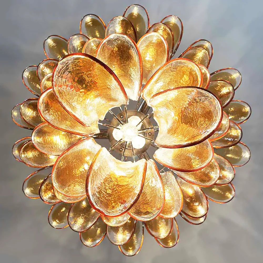 Amber Transparent Glass Petals Chandelier - view 15 | Metavaya