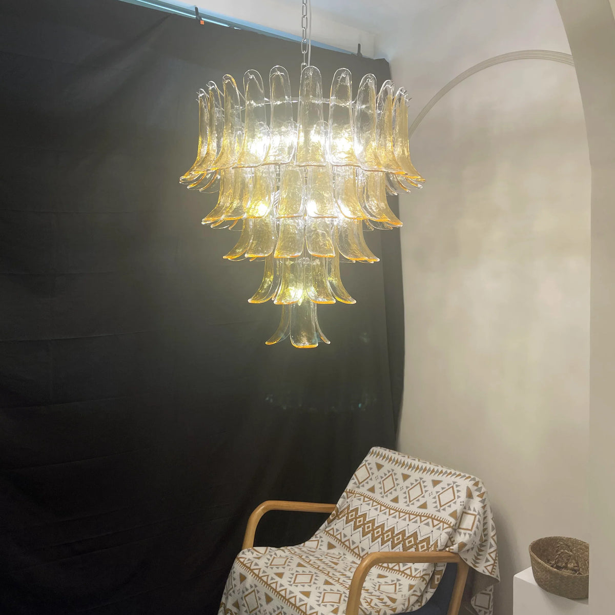 Amber Transparent Glass Petals Chandelier - view 3 | Metavaya