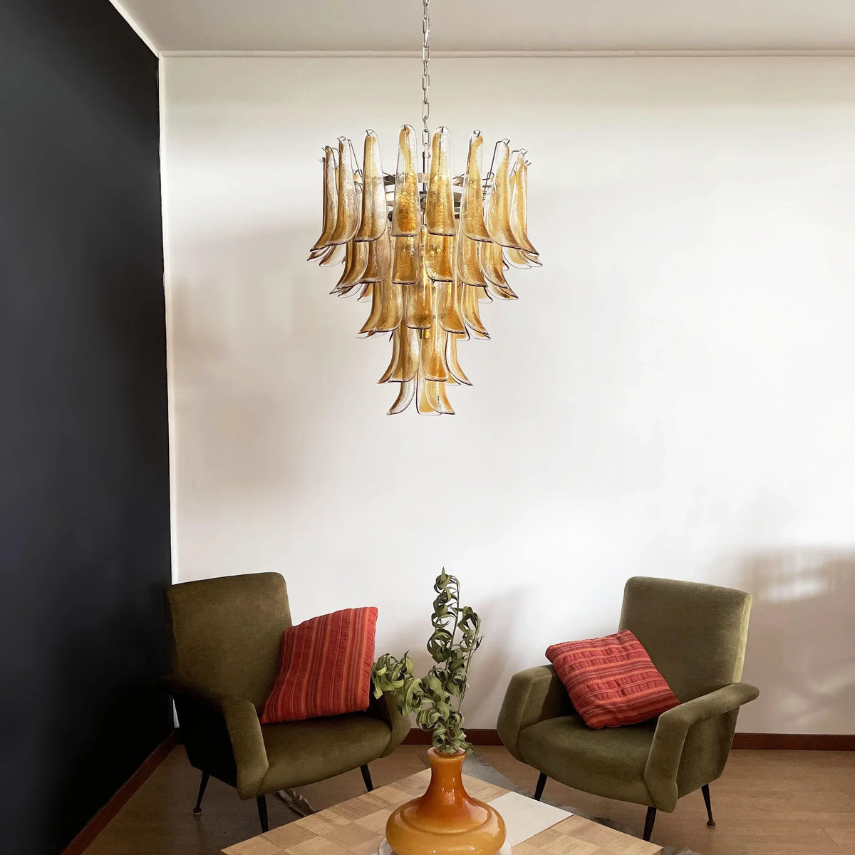 Amber Transparent Glass Petals Chandelier - view 5 | Metavaya