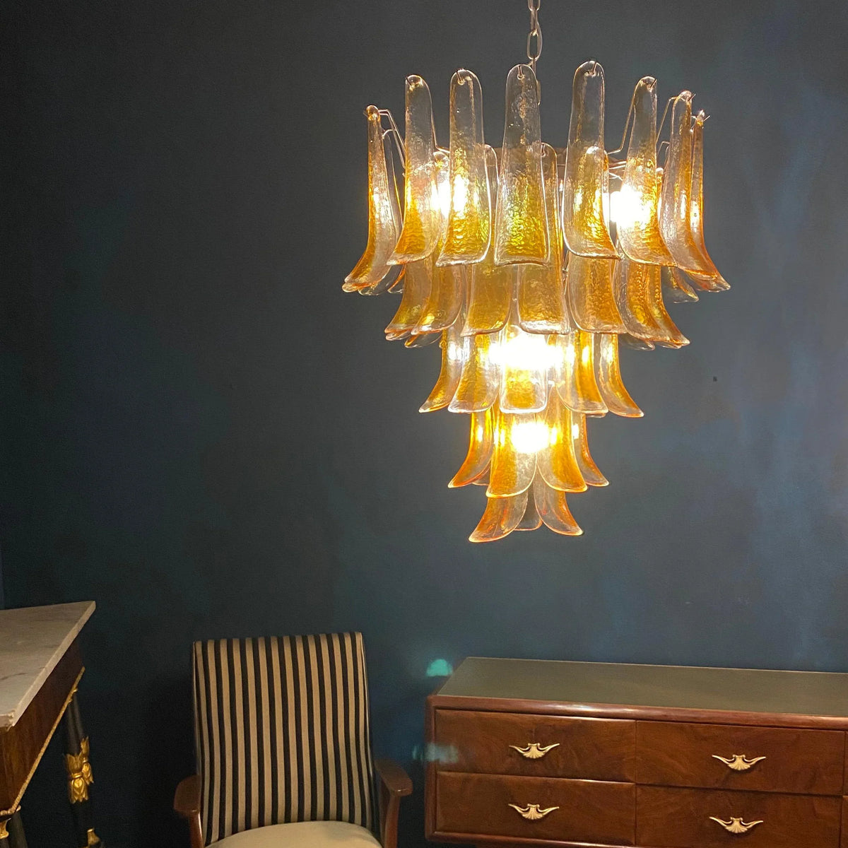 Amber Transparent Glass Petals Chandelier - view 9 | Metavaya