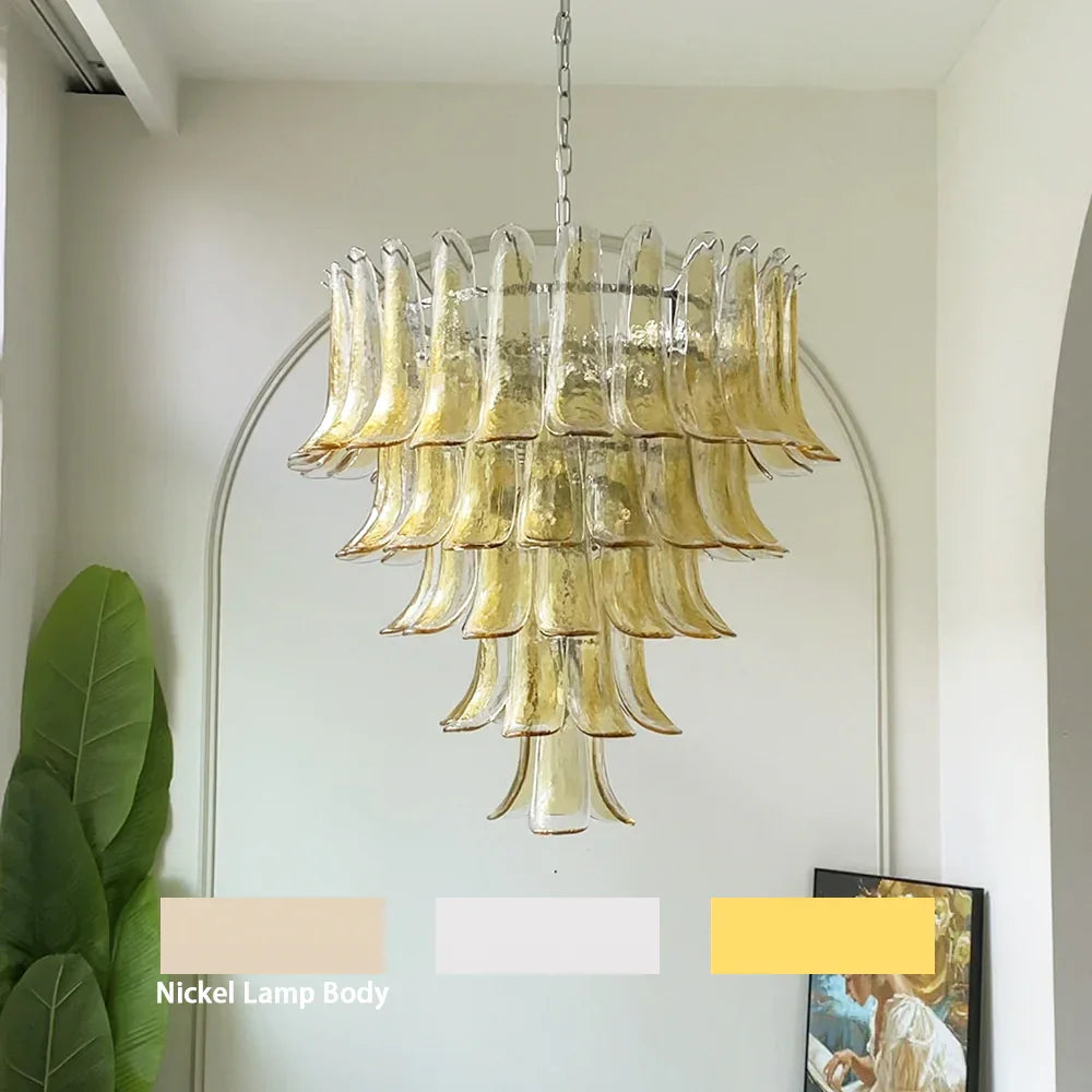 Amber Transparent Glass Petals Chandelier - view 19 | Metavaya