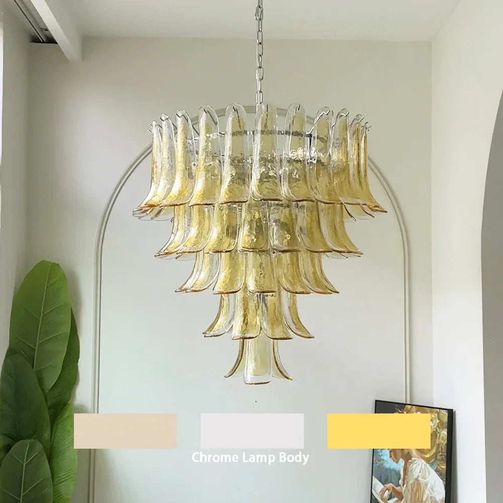 Amber Transparent Glass Petals Chandelier - view 20 | Metavaya