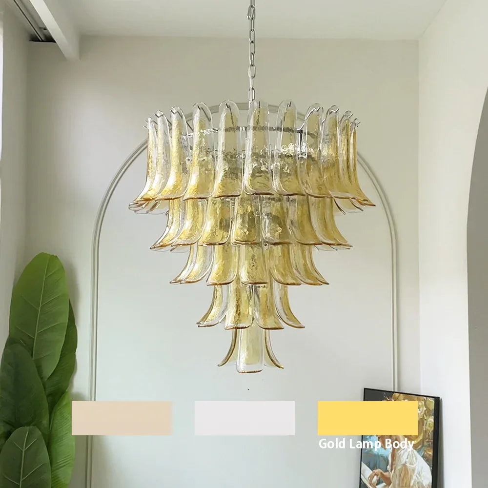 Amber Transparent Glass Petals Chandelier - view 21 | Metavaya