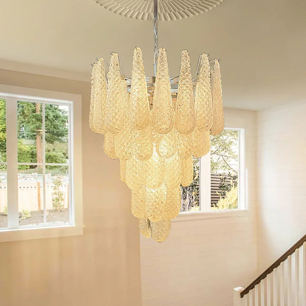 Amber Glass Petals Chandelier - view 2 | Metavaya