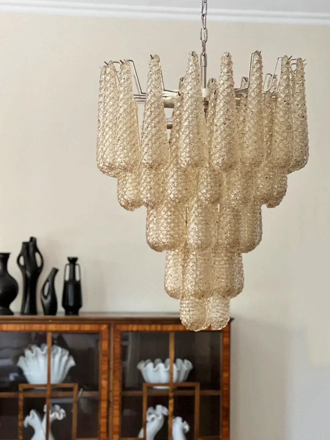 Amber Glass Petals Chandelier - view 8 | Metavaya