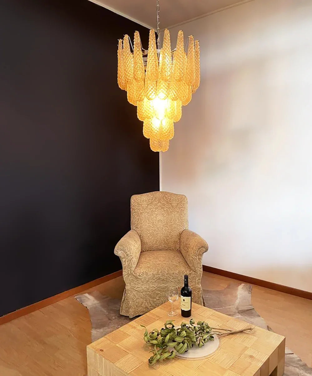 Amber Glass Petals Chandelier - view 5 | Metavaya