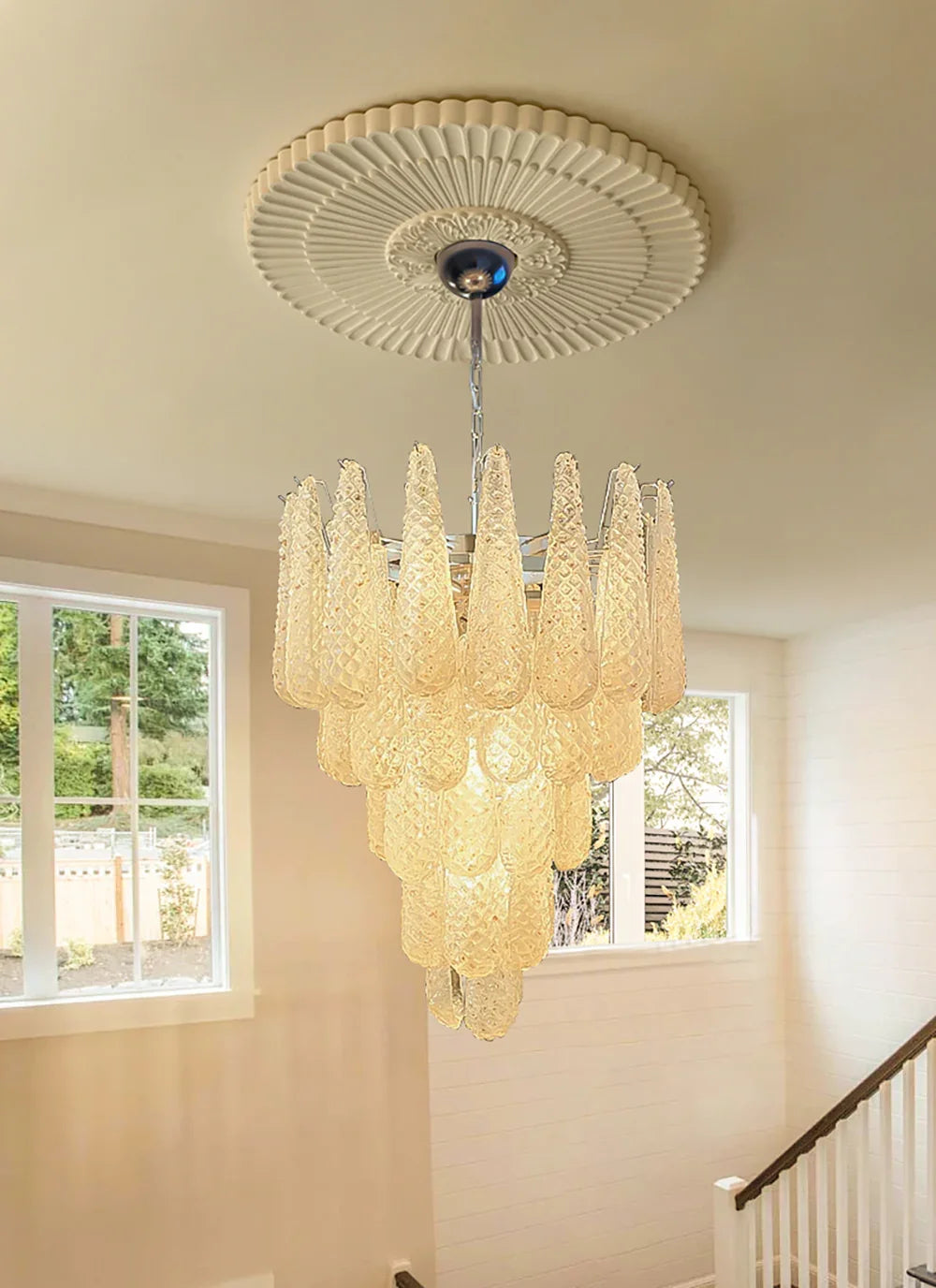 Amber Glass Petals Chandelier - view 7 | Metavaya