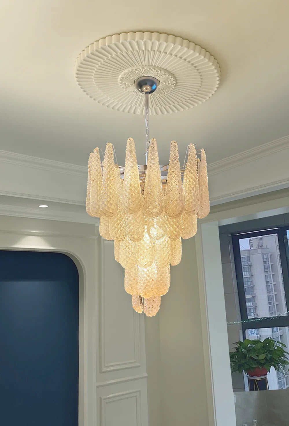 Amber Glass Petals Chandelier - view 6 | Metavaya