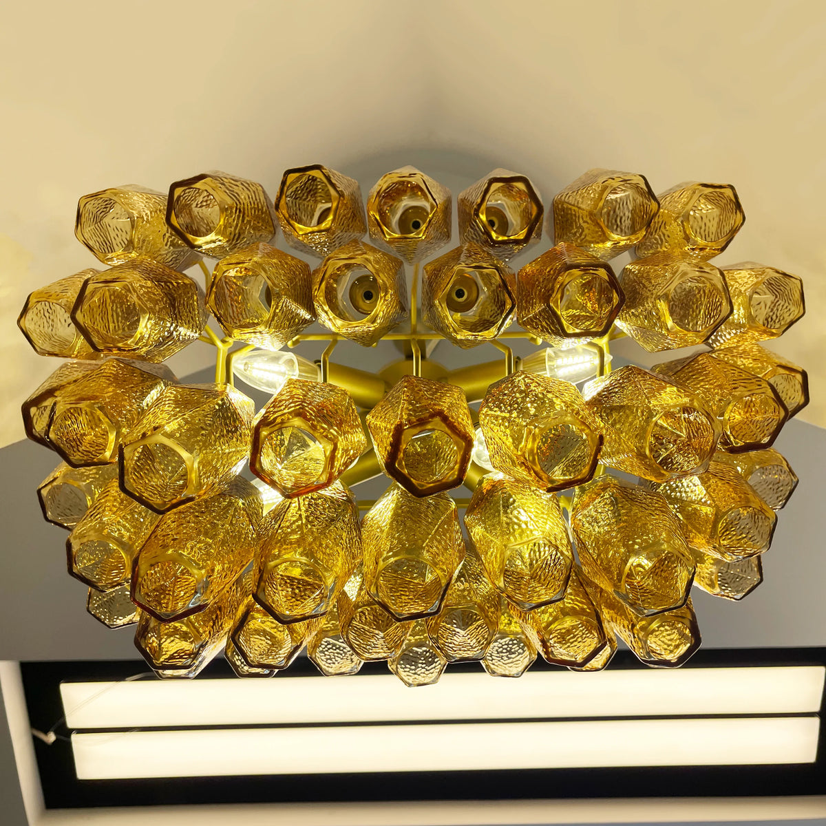 Amber Poliedri Chandelier - view 12 | Metavaya
