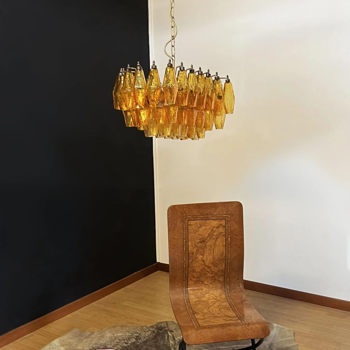 Amber Poliedri Chandelier - view 4 | Metavaya
