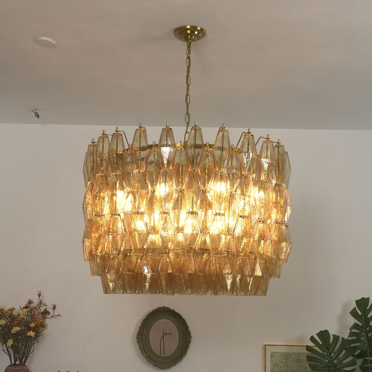 Amber Glass Prism Chandelier - view 9 | Metavaya