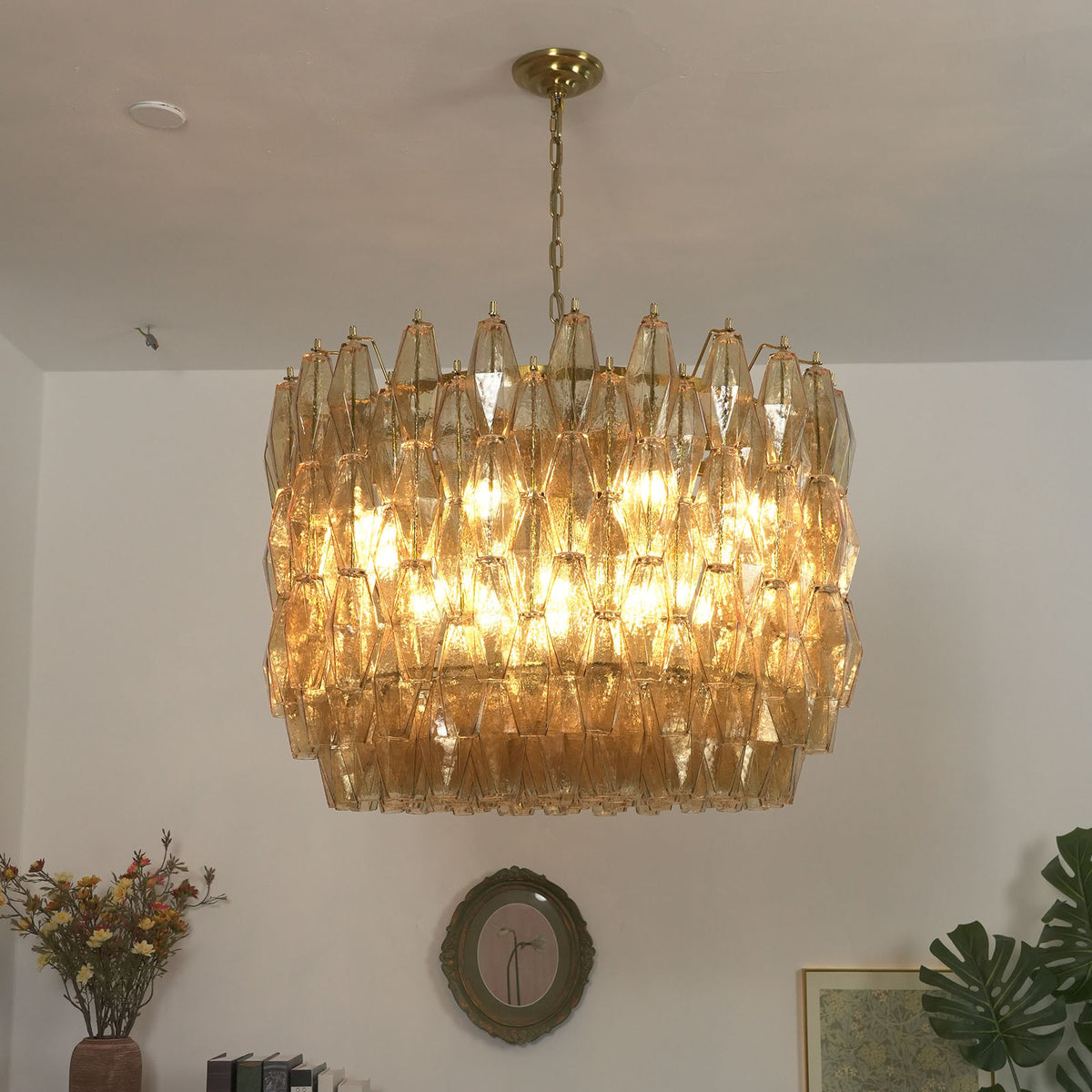 Amber Glass Prism Chandelier - view 12 | Metavaya