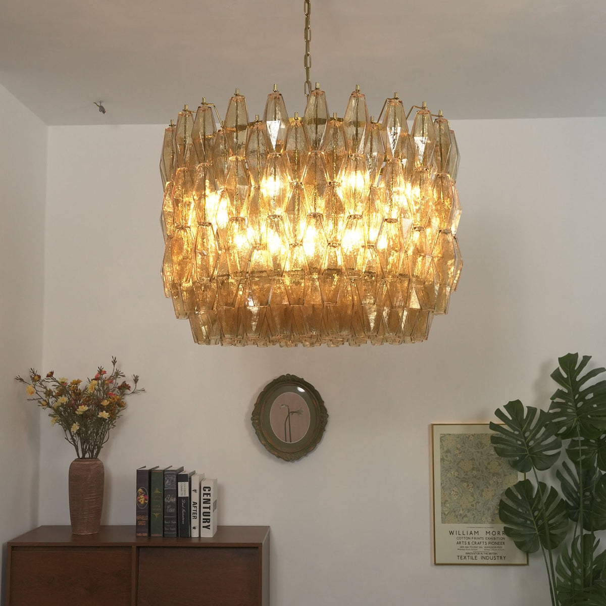 Amber Glass Prism Chandelier - view 8 | Metavaya