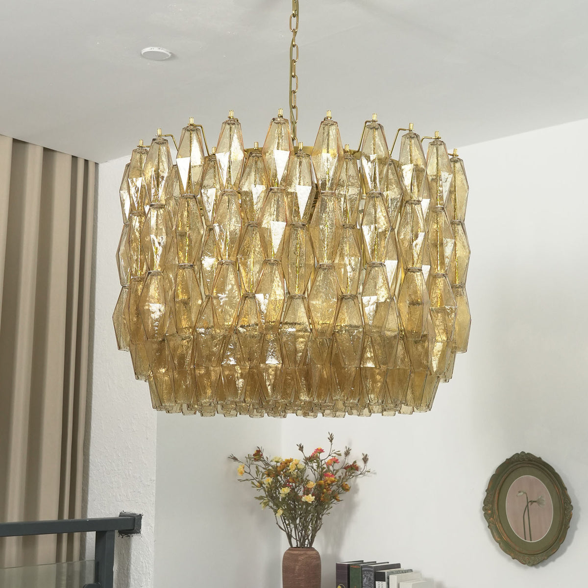 Amber Glass Prism Chandelier - view 13 | Metavaya