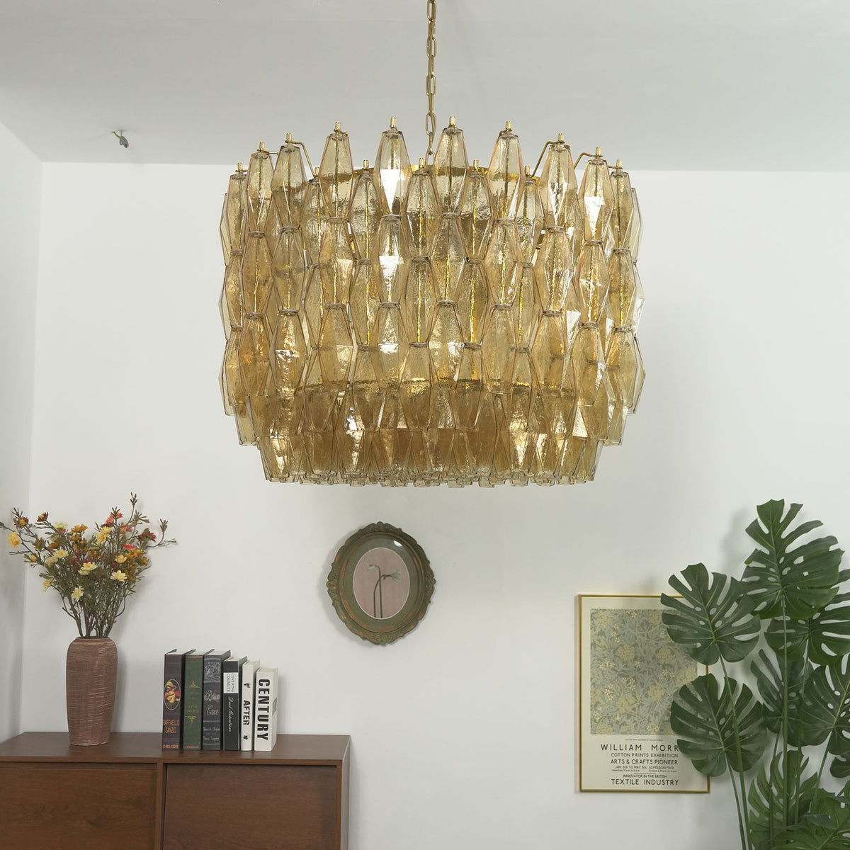 Amber Glass Prism Chandelier - view 11 | Metavaya