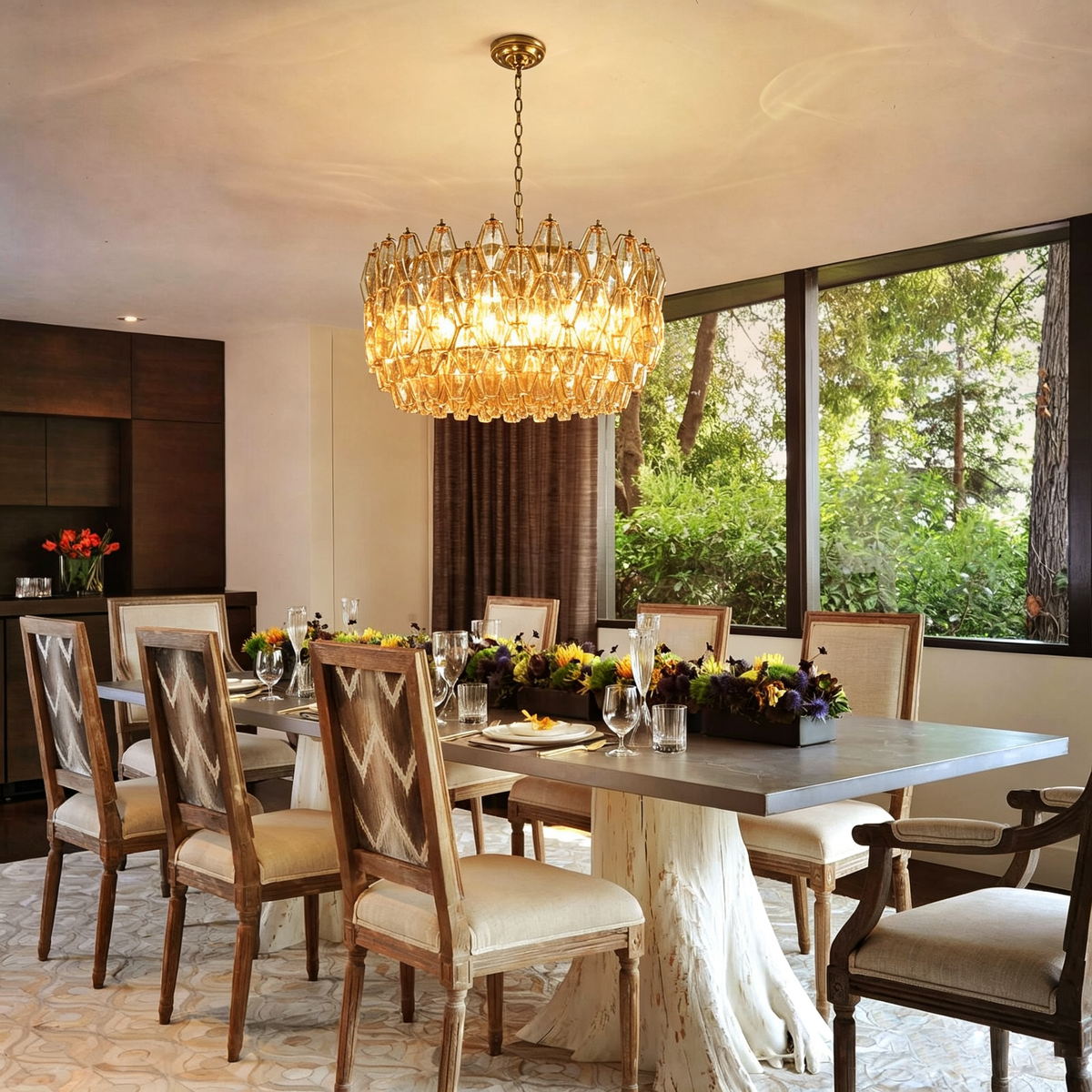 Amber Glass Prism Chandelier - view 3 | Metavaya
