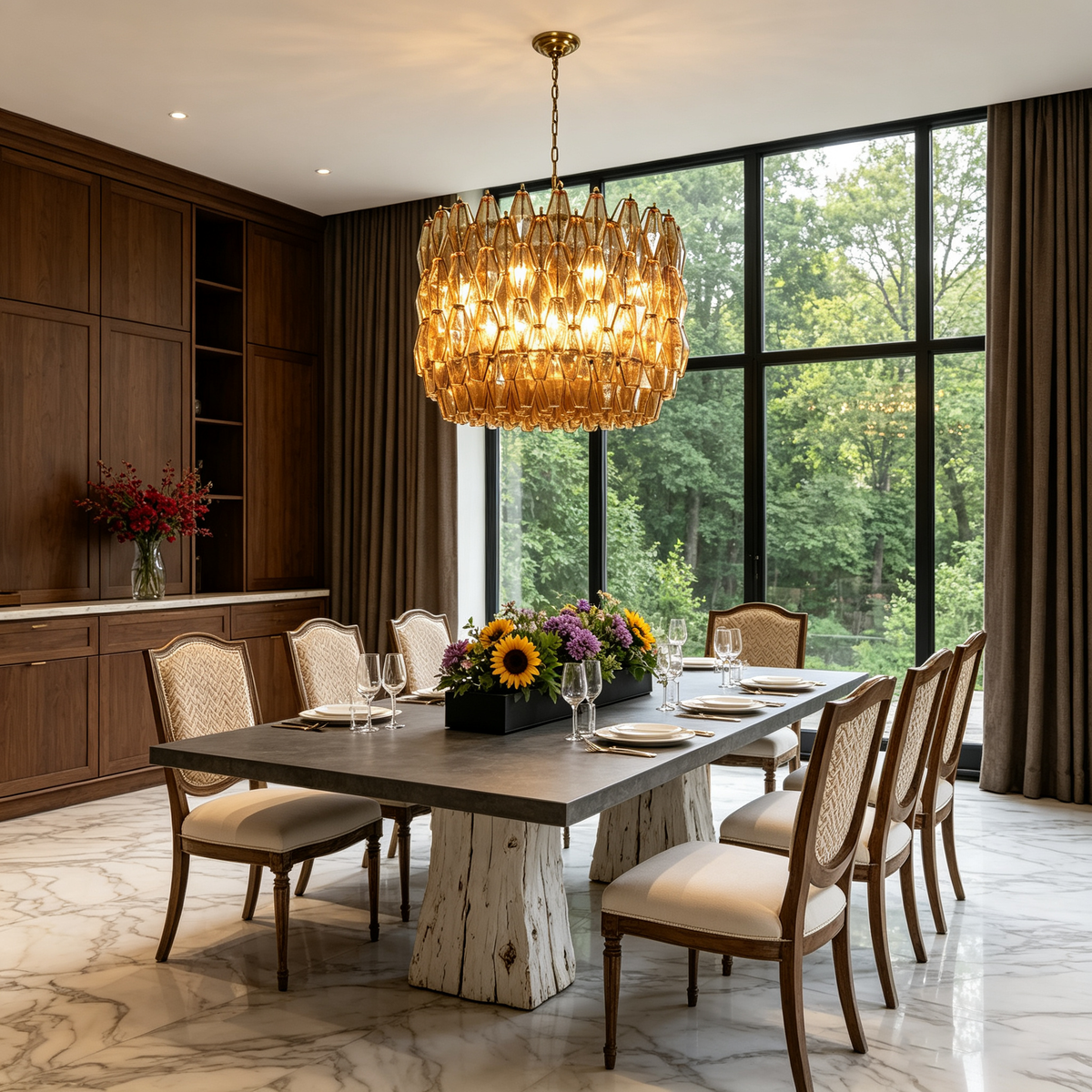 Amber Glass Prism Chandelier - view 4 | Metavaya