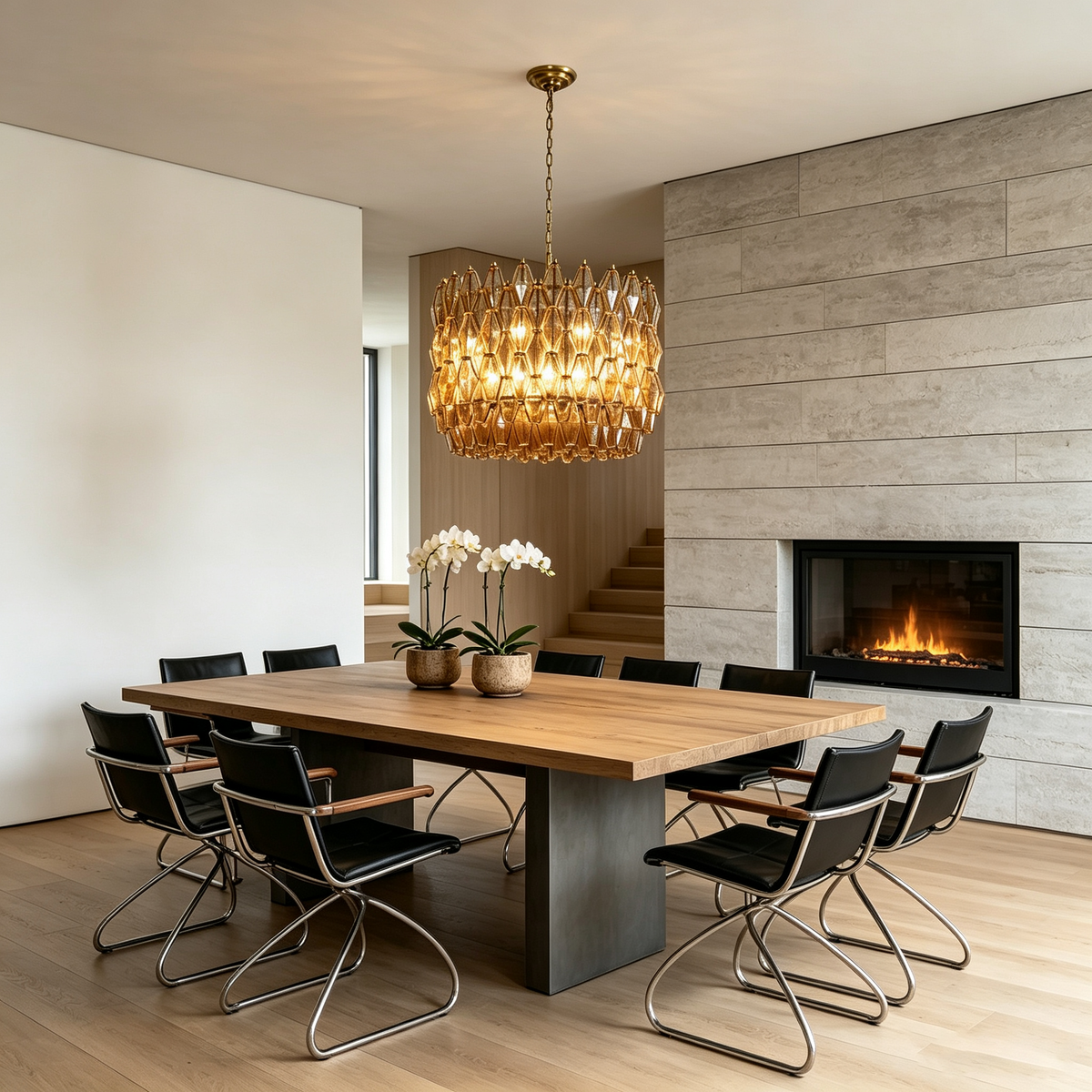 Amber Glass Prism Chandelier - view 5 | Metavaya
