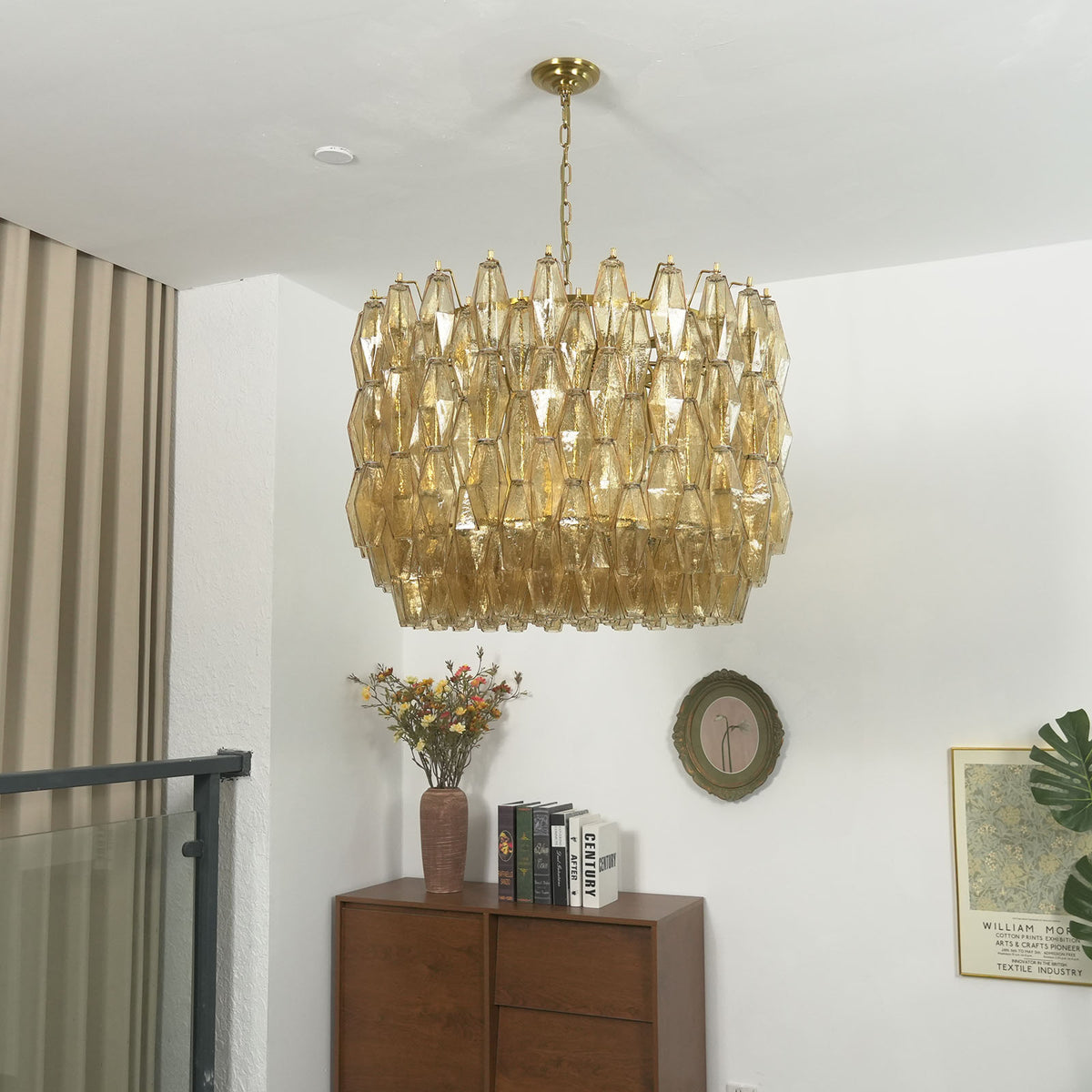 Amber Glass Prism Chandelier - view 7 | Metavaya