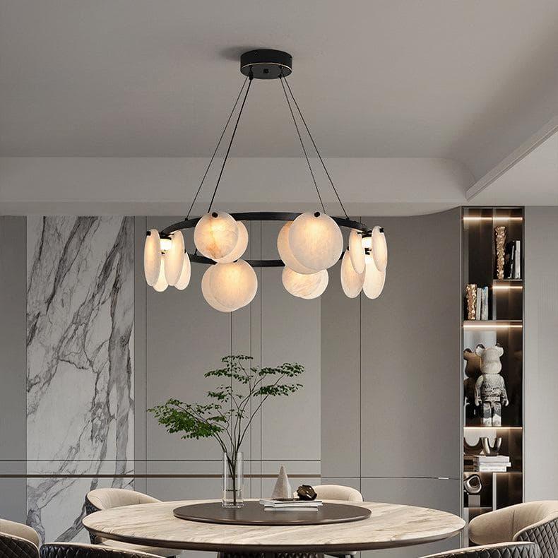 Metavaya Chandelier Dia 60 x H 15cm / ∅ 23.6″ x H 5.9″ / Gold Amiya marble chandelier 6938617788872 M2023100504-1