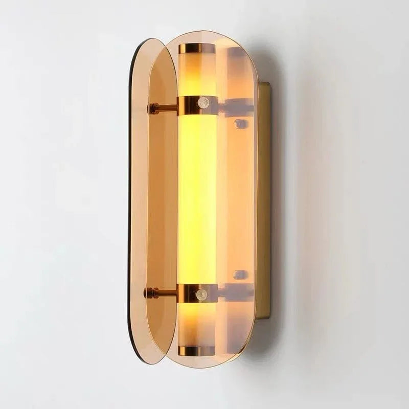 Metavaya Wall lamp Dia 15 cm x H 35 cm / ∅ 5.9 x H 13.7″ / Amber glass / Warm White Arch Wall Lamp 662668905556 M2024011010-1 Arch Wall Lamp | Discount Sale