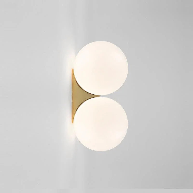 Metavaya Wall lamp Double head Dia 15cm x H 30.4cm / ∅ 5.9″ x H 12″ / Gold / Warm White Ball glass wall lamp 6938617819606 M2023121002-4 Ball glass wall lamp | simple design