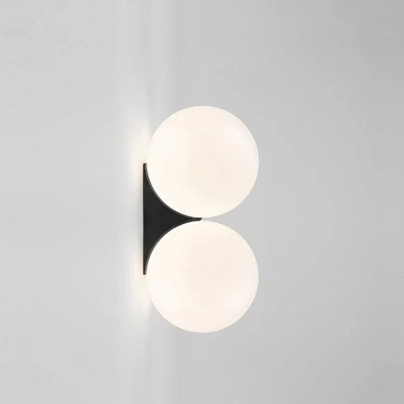 Metavaya Wall lamp Double head Dia 15cm x H 30.4cm / ∅ 5.9″ x H 12″ / Black / Warm White Ball glass wall lamp 6938617819620 M2023121002-6 Ball glass wall lamp | simple design