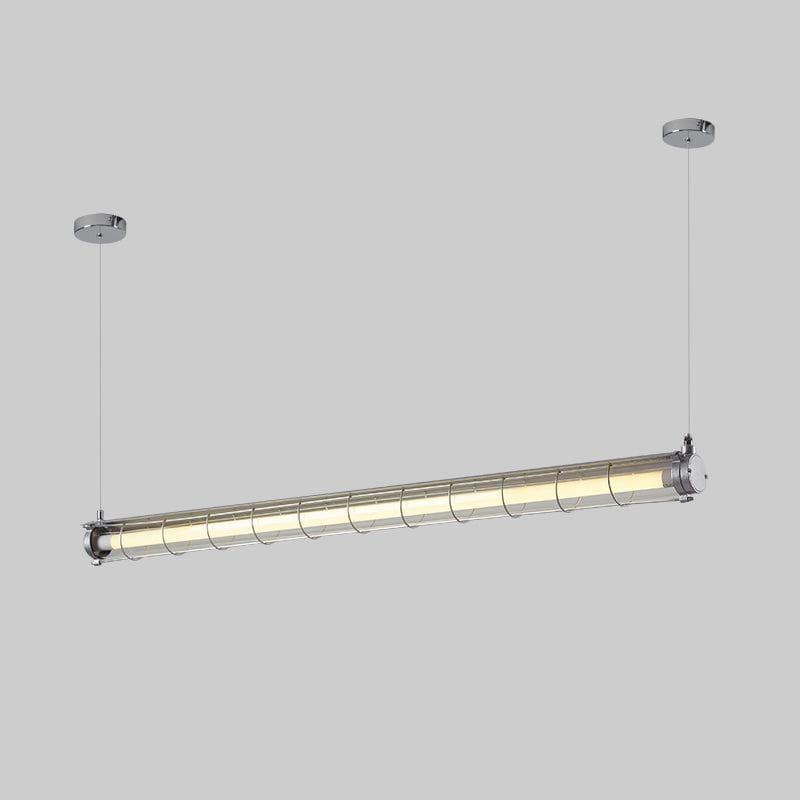Metavaya Chandelier L 124cm x W 11cm x H 14cm / L 48.8″ x W 4.3″ x H 5.5″ / Silver / Warm Light Artisan Glass Linearity Chandelier 662668879987 M202403264-1