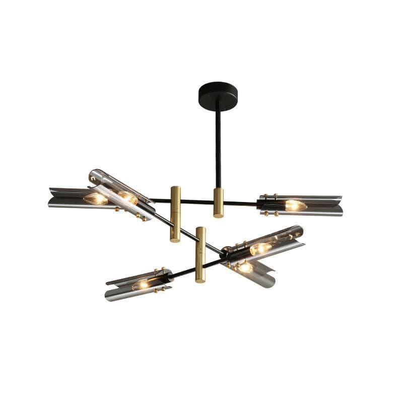 Metavaya Chandelier 6 heads Dia 87cm x H 59cm / Φ 34.3″ x H 23.2″ / Black+Gold / Smoke Gray Astrid Double Chandelier 6938617802509 M2023102103-3