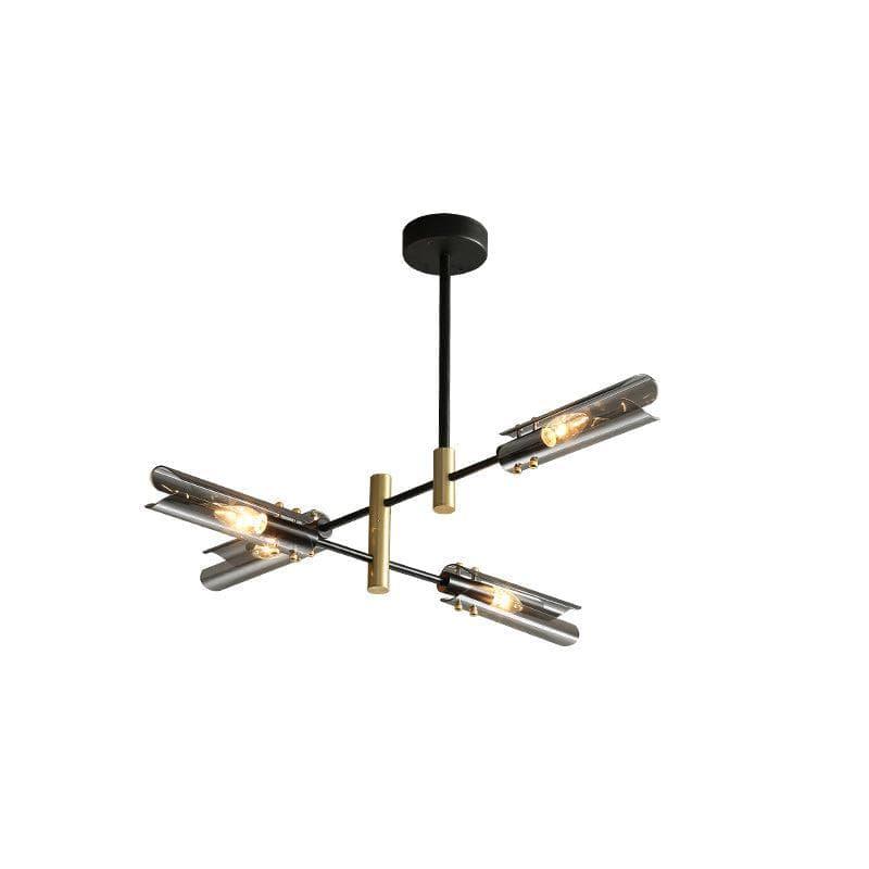 Metavaya Chandelier 4 heads Dia 74cm x H 51cm / Φ 29.1″ x H 20.7″ / Black+Gold / Smoke Gray Astrid Double Chandelier 6938617802486 M2023102103-1