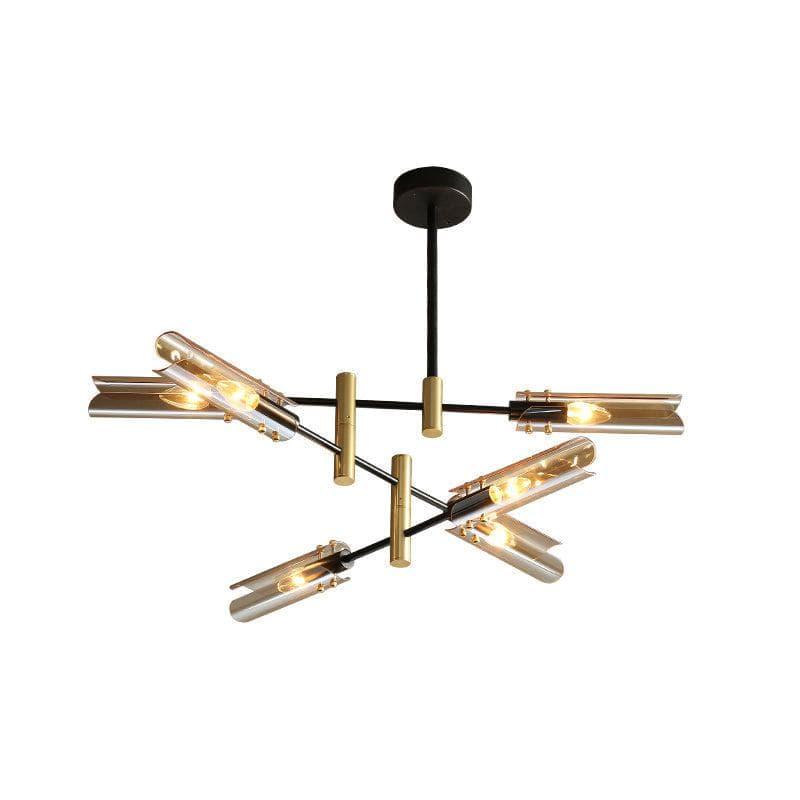 Metavaya Chandelier 6 heads Dia 87cm x H 59cm / Φ 34.3″ x H 23.2″ / Black+Gold / Brown Astrid Double Chandelier 6938617802516 M2023102103-4