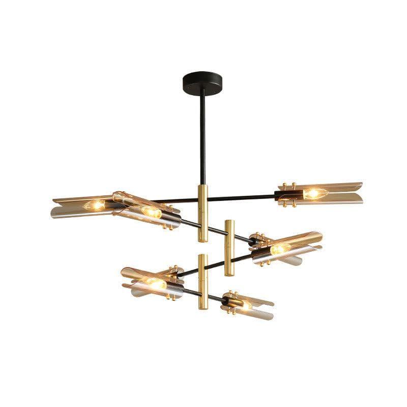 Metavaya Chandelier 8 heads Dia 92cm x H 64cm / Φ 36.2″ x H 25.2″ / Black+Gold / Brown Astrid Double Chandelier 6938617802530 M2023102103-6