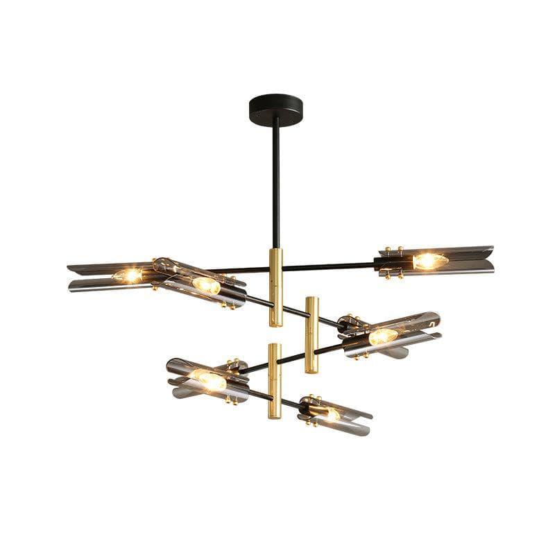 Metavaya Chandelier 8 heads Dia 92cm x H 64cm / Φ 36.2″ x H 25.2″ / Black+Gold / Smoke Gray Astrid Double Chandelier 6938617802523 M2023102103-5