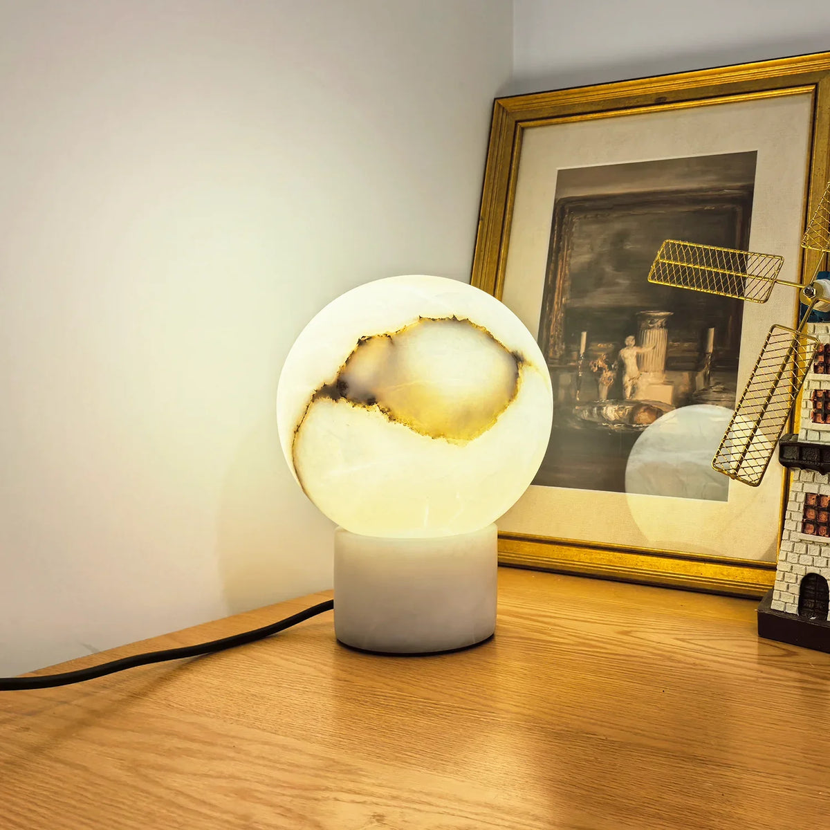 Ball Alabaster Table Lamp - view 2 | Metavaya