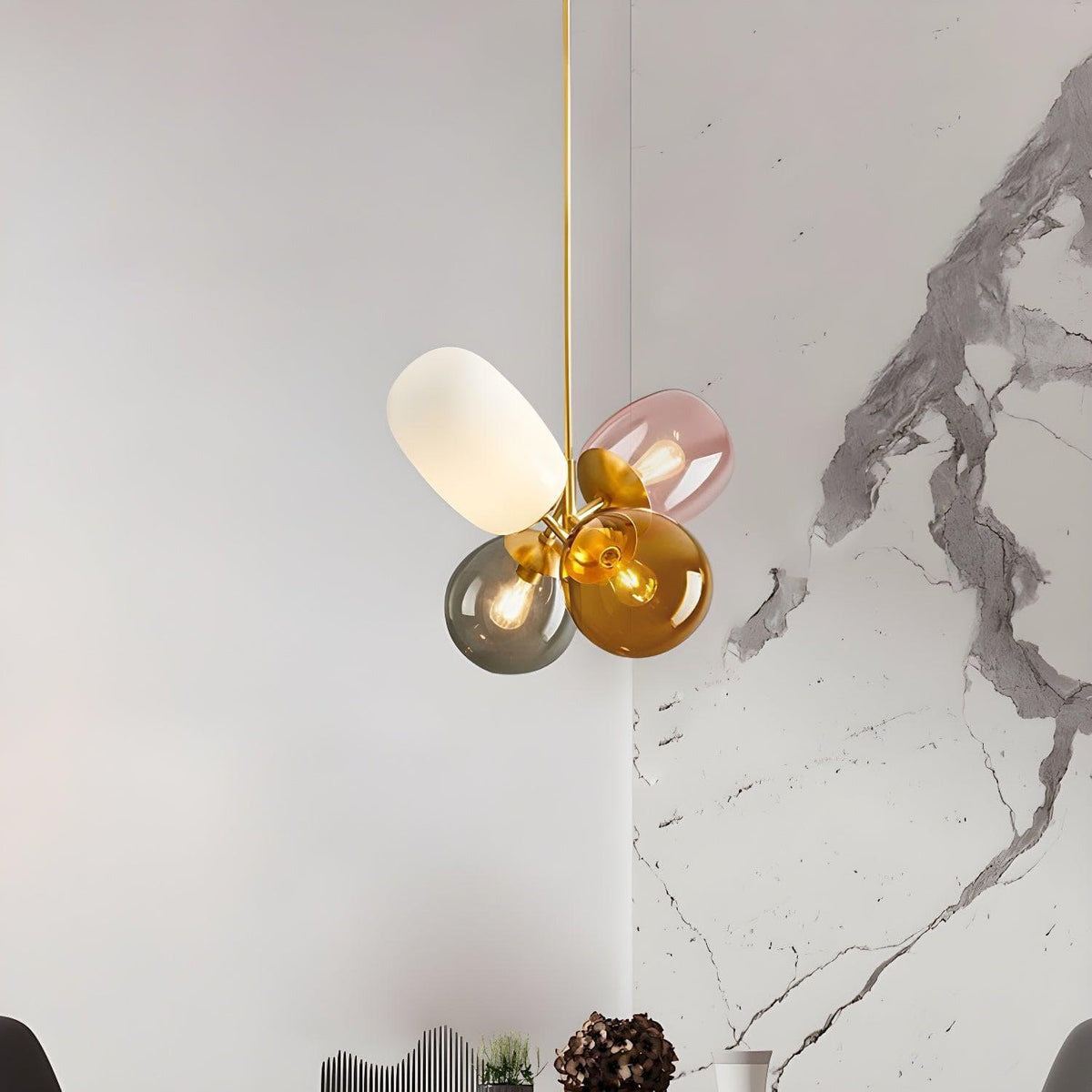 Metavaya Pendant Light Dia 45cm x H 48cm / ∅ 17.7″ x H 18.9″ / Copper Balloon Glass Pendant Light 6938617816490 M2023112501-1
