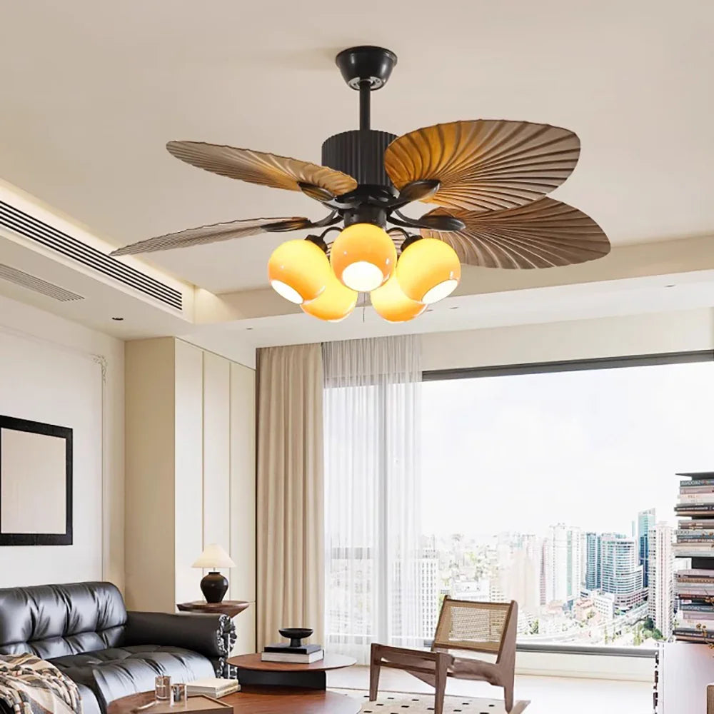 Banana Leaf Breeze Round Ceiling Fan Light - view 3 | Metavaya