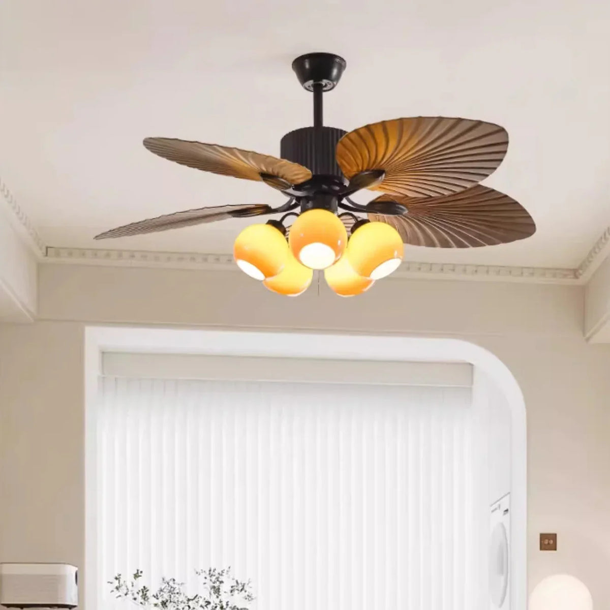 Banana Leaf Breeze Round Ceiling Fan Light - view 5 | Metavaya