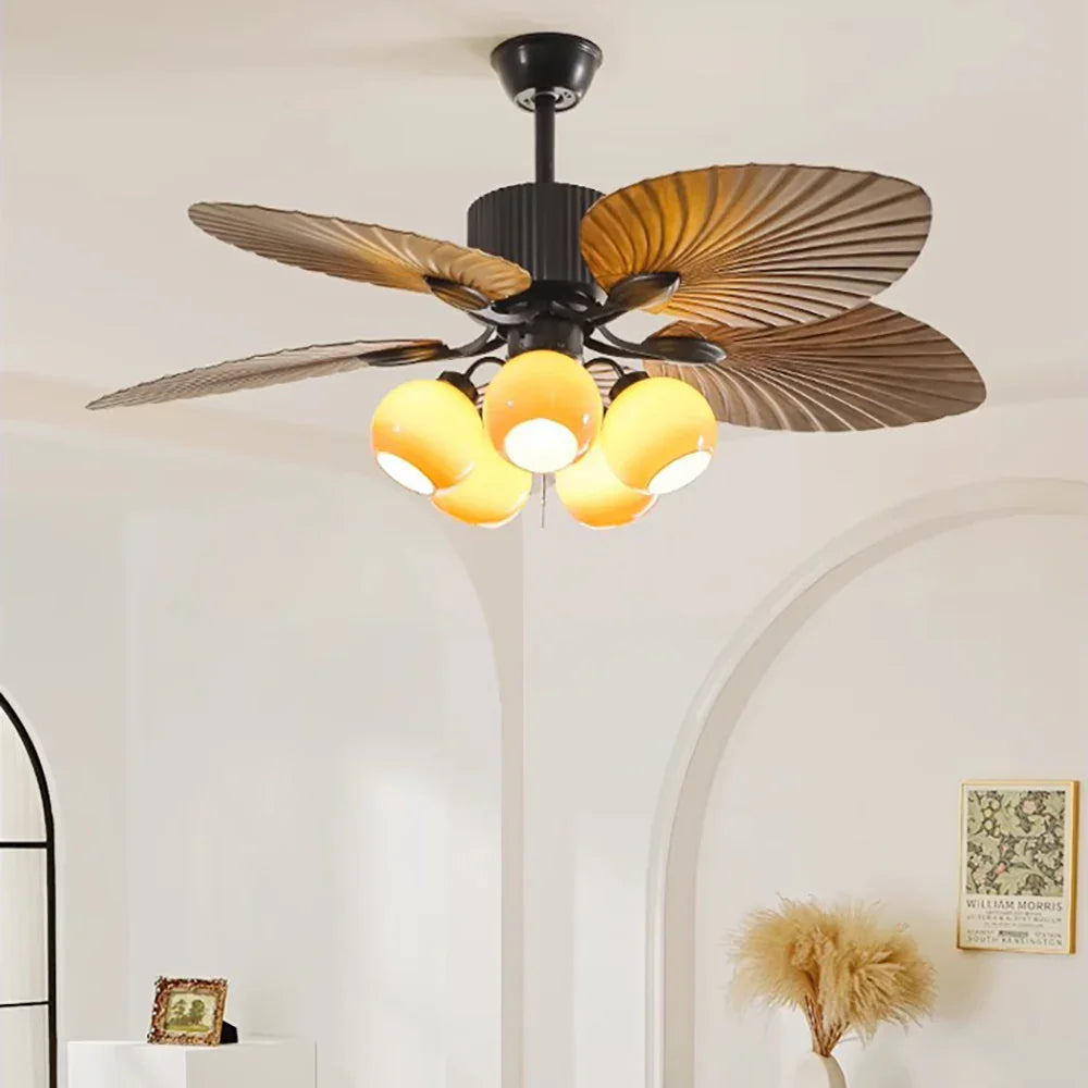 Banana Leaf Breeze Round Ceiling Fan Light - view 4 | Metavaya