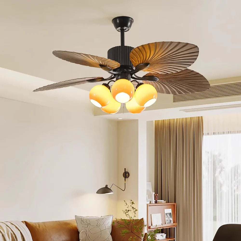 Banana Leaf Breeze Round Ceiling Fan Light - view 2 | Metavaya