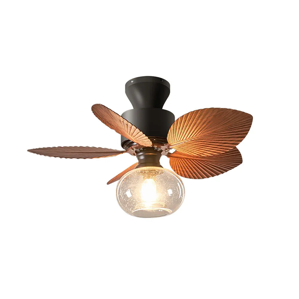 Banana Leaves Round Glass Ceiling Fan Light - view 12 | Metavaya