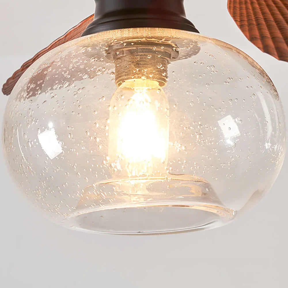 Banana Leaves Round Glass Ceiling Fan Light - view 10 | Metavaya